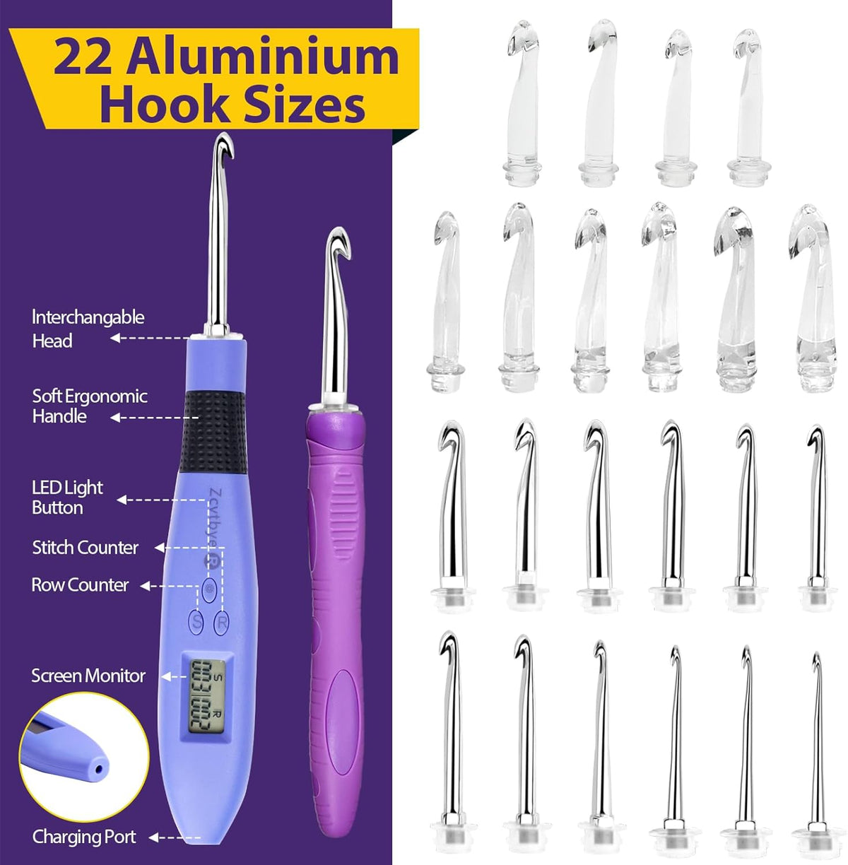 Lighted Crochet Hook Set