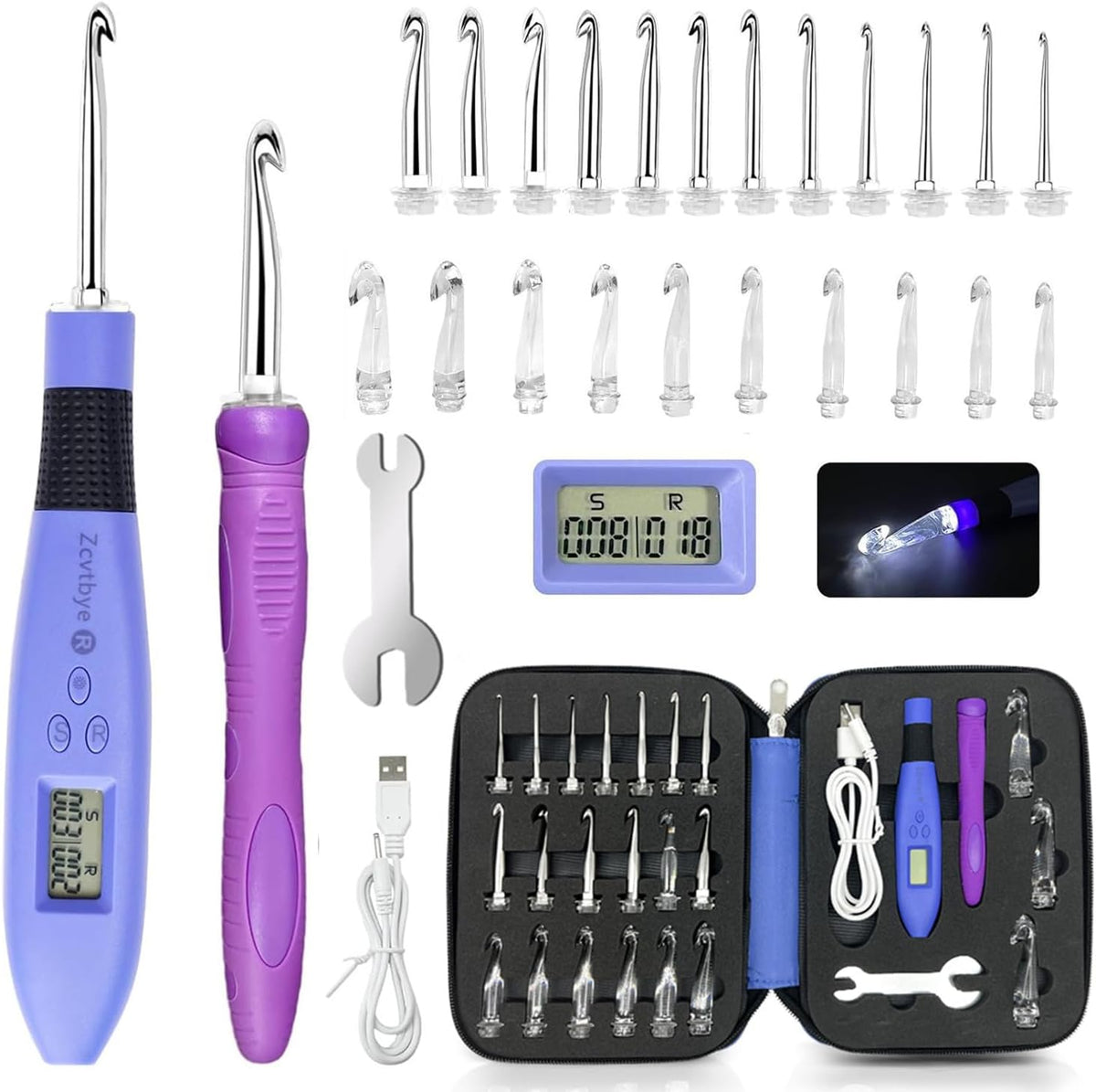 Lighted Crochet Hook Set